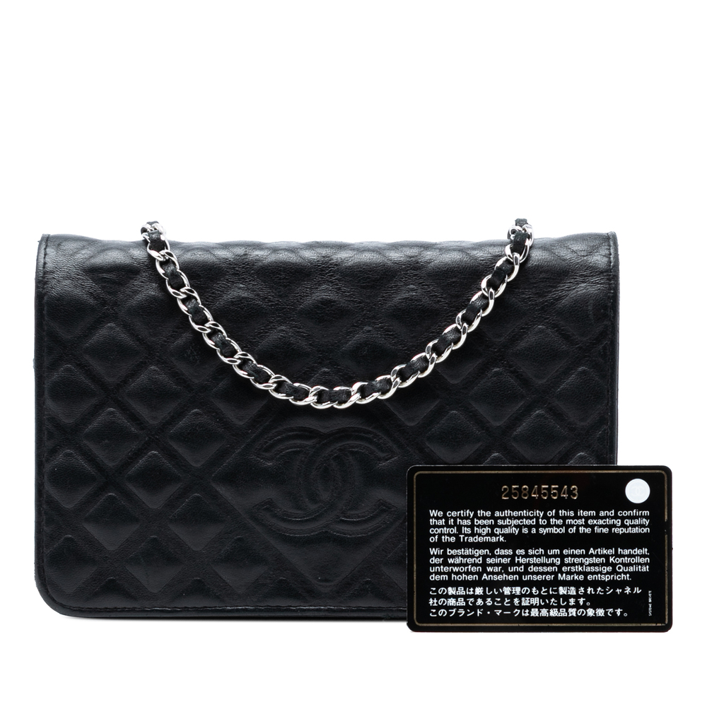 Pre-Loved Chanel CC Embossed Lambskin Diamond Wallet On Chain - Picture 8 of 8